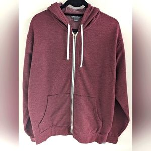 Eddie Bauer Mens Full Zip Heather Red Hoodie Sweatshirt Size Large